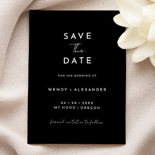 Black Modern Script Save The Date