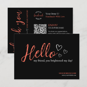 Black Modern Script, Thank You Candle Business Enclosure Card