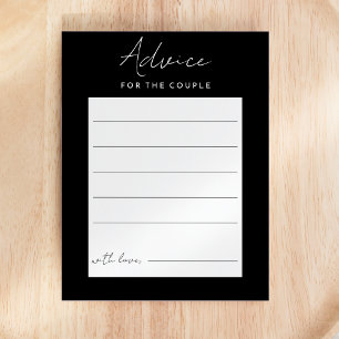 Black Modern Script Wedding Advice Card