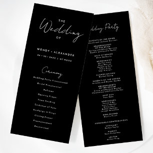 Black Modern Script Wedding Flat Program