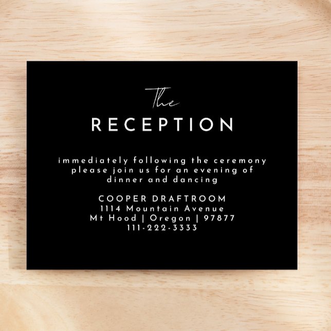 Black Modern Script Wedding Reception Enclosure Card (Creator Uploaded)