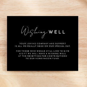 Black Modern Script Wedding Wishing Well Enclosure Card