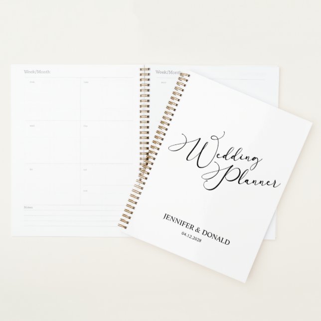 Black Modern Simple Add Photo Wedding Planner (Display)