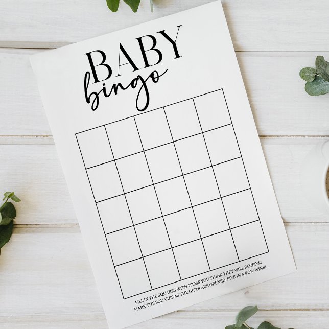 Black Modern Simple Double Sided Baby Shower Game (Creator Uploaded)