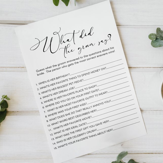 Black Modern Simple Game Would the Groom Say Flyer (Creator Uploaded)