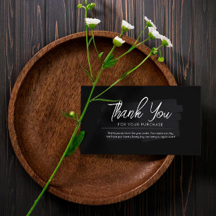 Black Modern Simple Mini Thank You Business Cards
