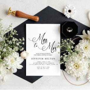 Black Modern Simple Miss to Mrs Bridal Shower Invitation