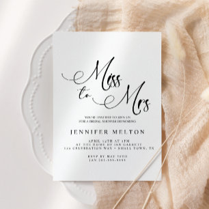 Black Modern Simple Miss to Mrs Bridal Shower Invitation