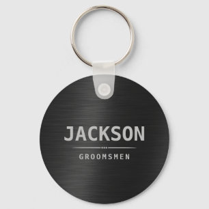 Black Modern Simple Name Personalised Groomsmen  Key Ring