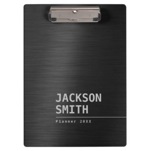 Black Modern Simple Personalised Name Professional Clipboard