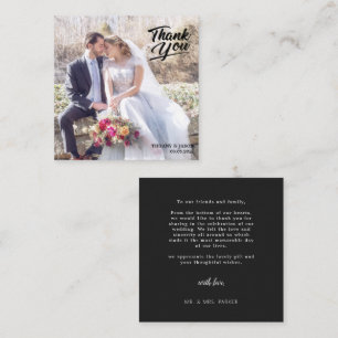 Black Modern Simple Photo HandLettered Thank  Card