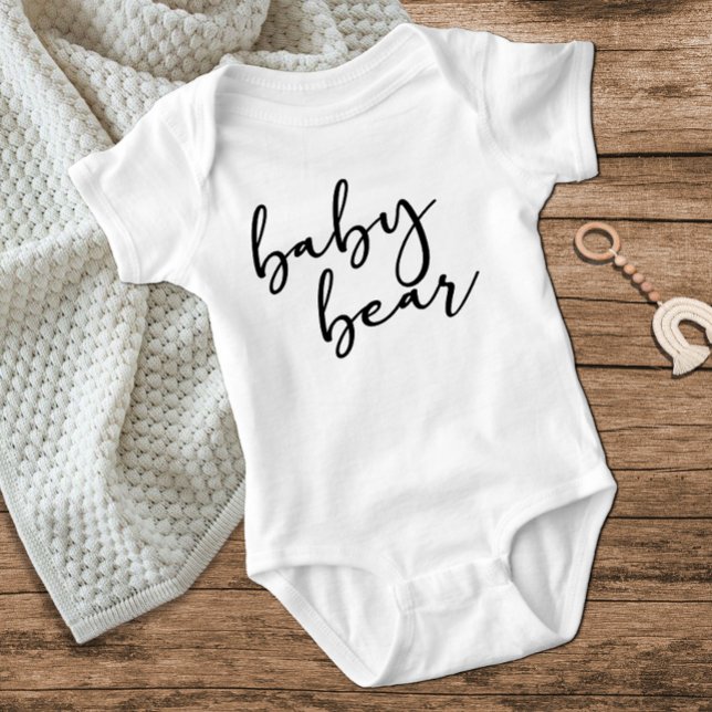 Black Modern Simple Script Baby Bear Bodysuit (Creator Uploaded)