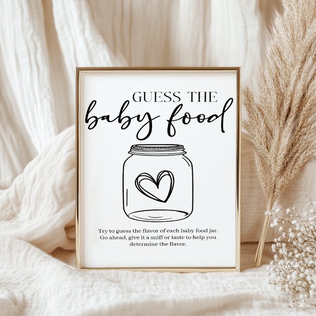 Black Modern Simple Script Baby Guess Baby Food Poster (Creator Uploaded)