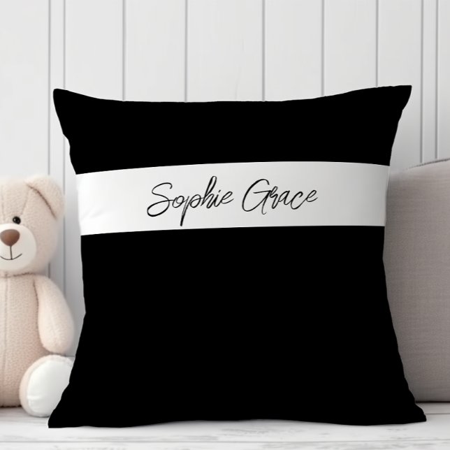 Black Modern Simple Script Baby Shower Cushion (Creator Uploaded)