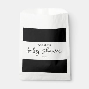 Black Modern Simple Script Baby Shower Favour Bag