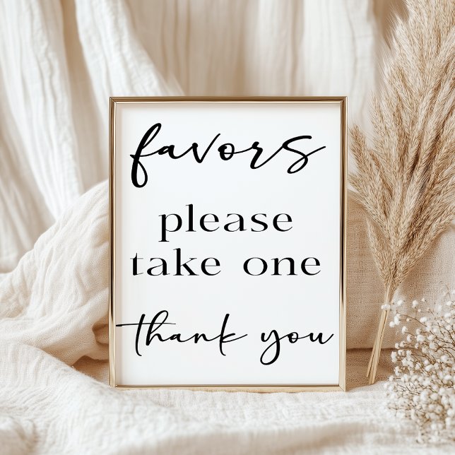 Black Modern Simple Script Baby Shower Favours Poster (Creator Uploaded)