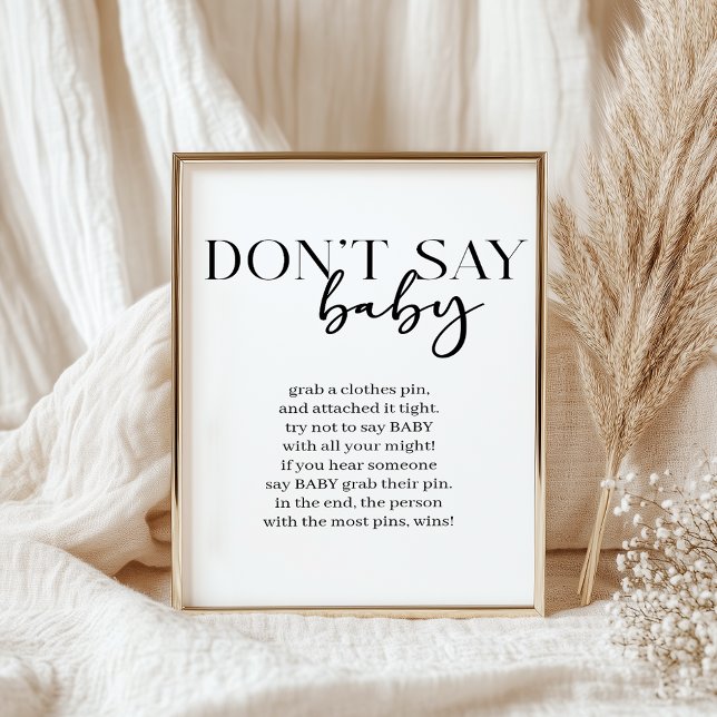 Black Modern Simple Script Baby Shower Game Poster (Creator Uploaded)