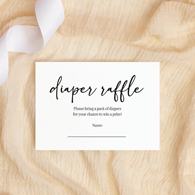 Black Modern Simple Script Diaper Baby Shower Enclosure Card (Creator Uploaded)