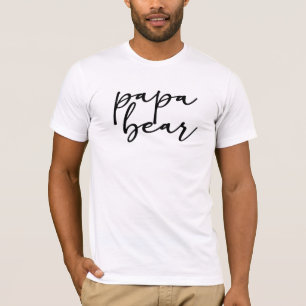 Black Modern Simple Script Maternity Papa Bear T-Shirt