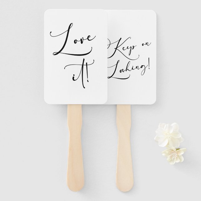 Black Modern Simple Script Say Yes To The Dress Hand Fan (Front and Back)