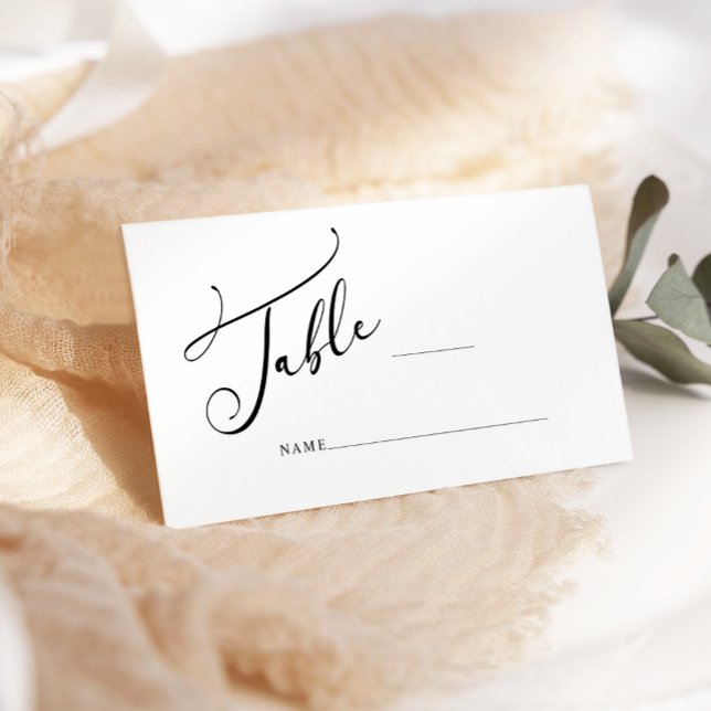 Black Modern Simple Script Wedding Escort Card (Creator Uploaded)