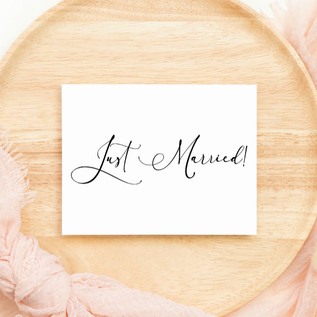 Black Modern Simple Script Wedding Just Married (Creator Uploaded)