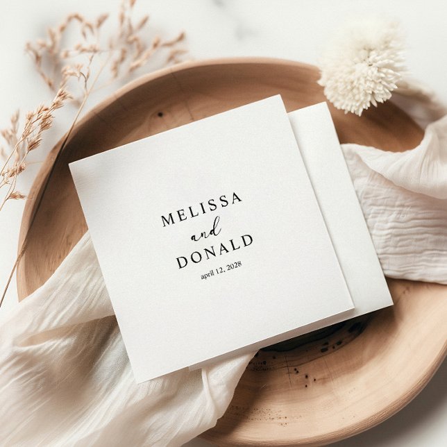 Black Modern Simple Script Wedding Napkin (Creator Uploaded)
