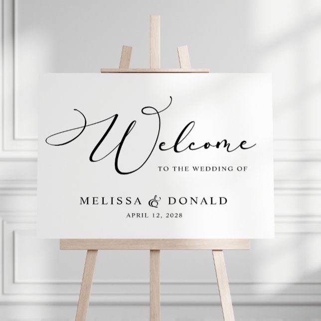 Black Modern Simple Script Welcome Wedding Poster (Creator Uploaded)