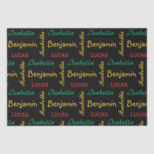 Black Modern simple unique typography custom name Tissue Paper