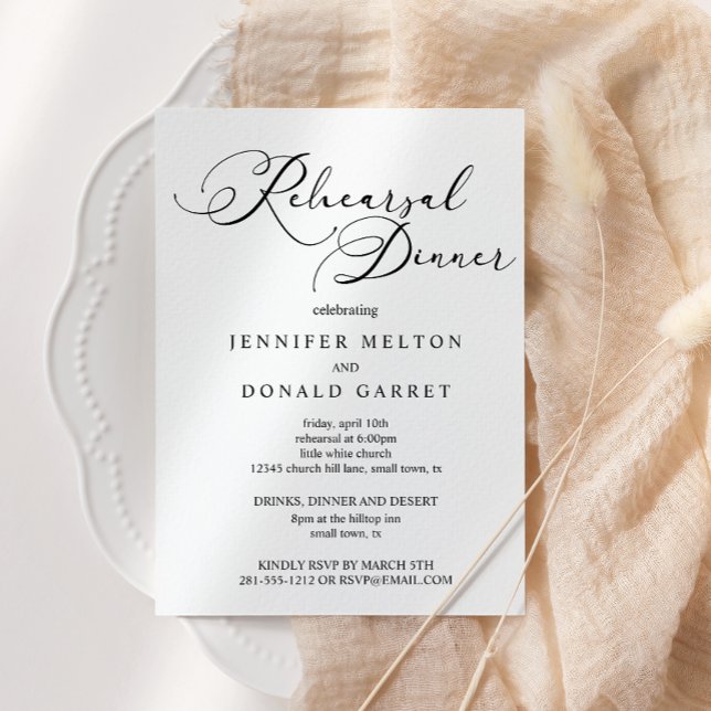 Black Modern Simple Wedding Rehearsal Dinner Invitation (Creator Uploaded)