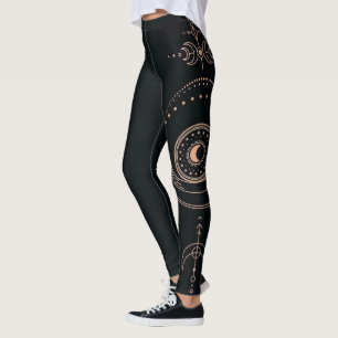 Black Modern Sketch Sport Gym Leggings