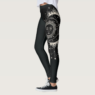 Black Modern Sketch Sport Gym Leggings