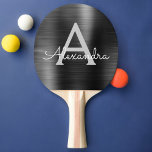 Black Modern Sports Metallic Foil Monogram Ping Pong Paddle<br><div class="desc">Black Faux Metallic Foil Elegant Monogram Ping Pong Paddle. This monogrammed Ping Pong Paddle can be customised to include your initial and first name and makes a great girly sweet 16 birthday or wedding reception or bachelorette party gift.</div>