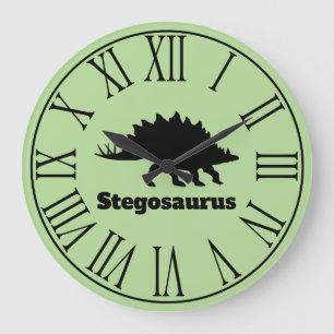 Black Modern Stegosaurus Silhouette Large Clock