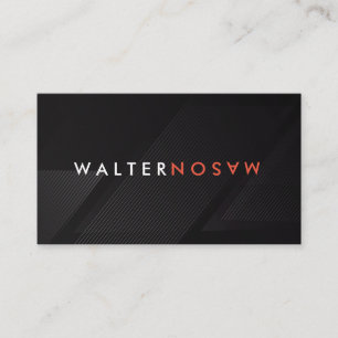 Black Modern Stripes and Lines   Text Flip Business Card