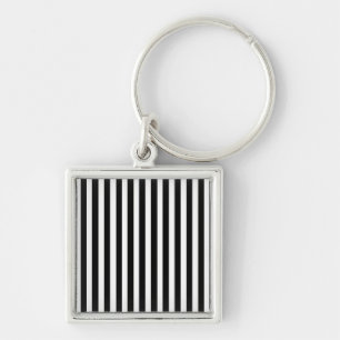 Black Modern Stripes Key Ring