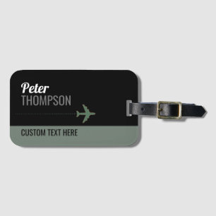 Black Modern traveller Name identifier Luggage Tag