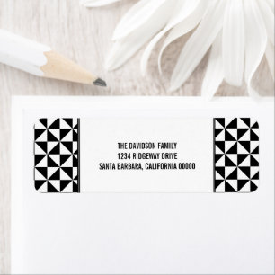 Black Modern Triangles Holiday Address Labels