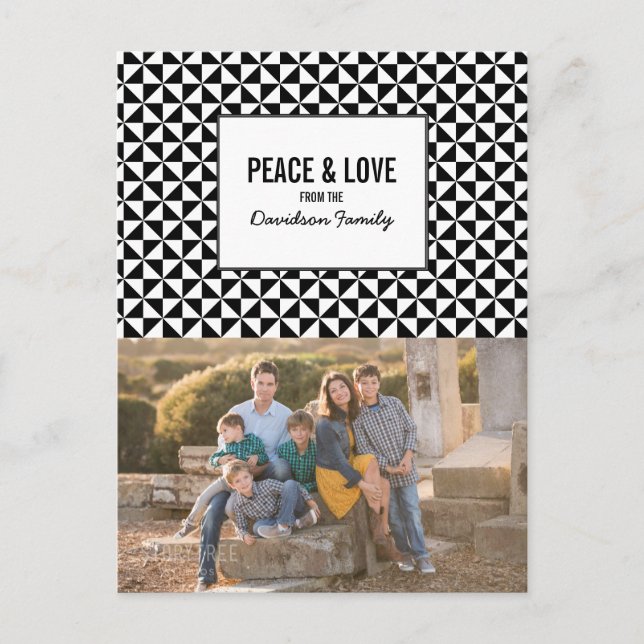 Black Modern Triangles Holiday Photo Postcard (Front)