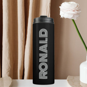 Black Modern Typography Personalised Name Thermal Tumbler