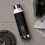 Black Modern Typography Personalised Water Bottle<br><div class="desc">Trendy,  vacuum insulated water bottle that features personalised name in white,  modern typography on a black background. Personalise bottle by editing name and replacing name with your own as desired. Perfect for a birthday gift,  wedding groomsman gift,  etc. Select your water bottle style. Select your water bottle style.</div>