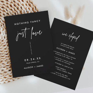 Black Modern We Eloped Elopement Reception Invitation