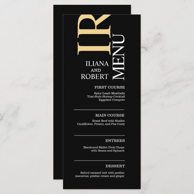 Black Modern wedding - Menu (Front/Back)