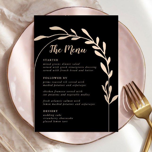 Black Modern Wedding Menu Cards (Creator Uploaded)