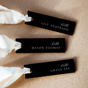Black Modern Wedding Place Card