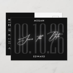 Black Modern wedding Postcard