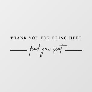 Black Modern Wedding Seating Chart Mirror Decal