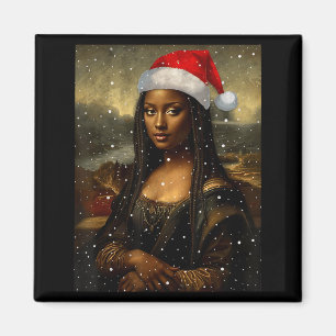 Black Mona Lisa African American Christmas Santa H Magnet