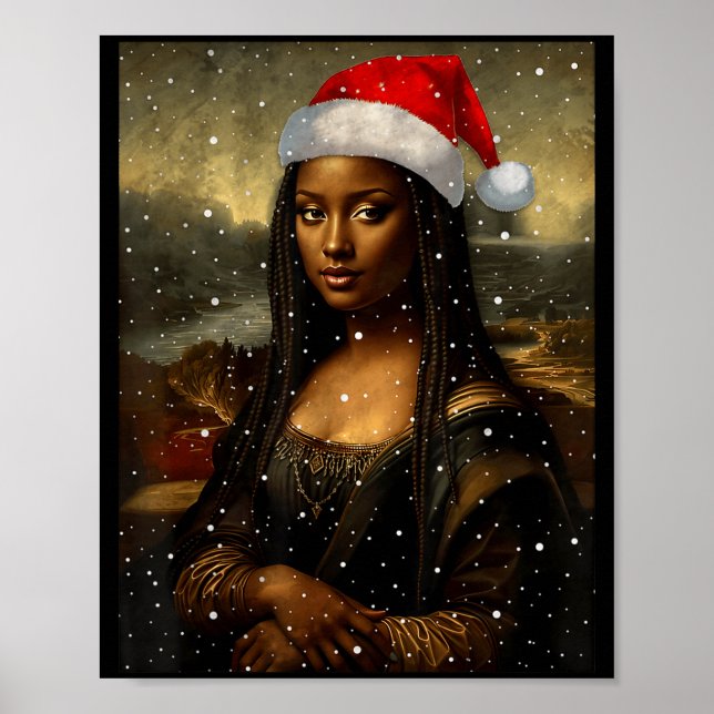 Black Mona Lisa African American Christmas Santa H Poster (Front)