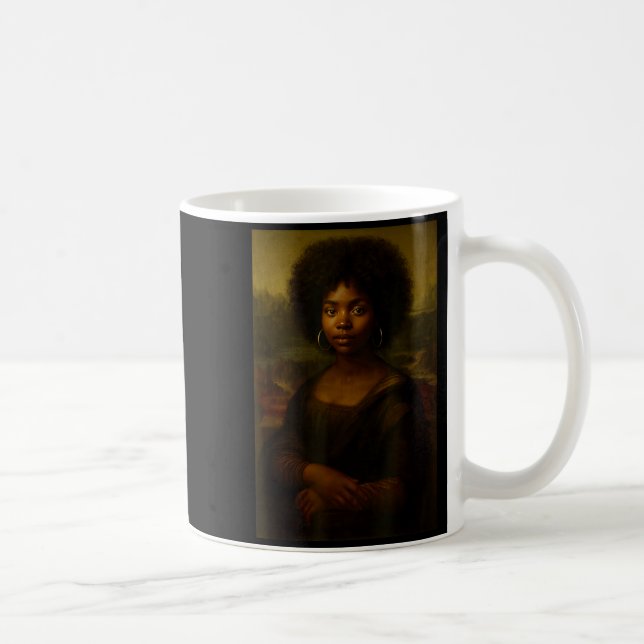 Black Mona Lisa Afro African American Melanin Blac Coffee Mug (Right)